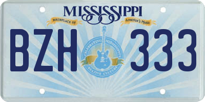 MS license plate BZH333