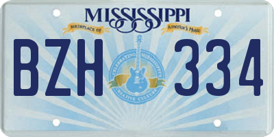 MS license plate BZH334