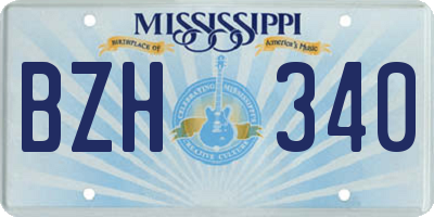 MS license plate BZH340
