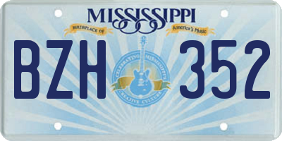 MS license plate BZH352