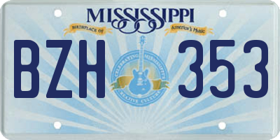 MS license plate BZH353