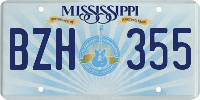 MS license plate BZH355