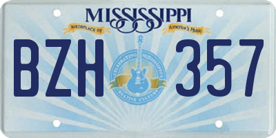 MS license plate BZH357