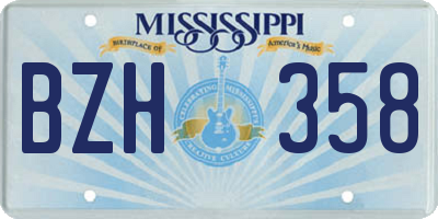 MS license plate BZH358