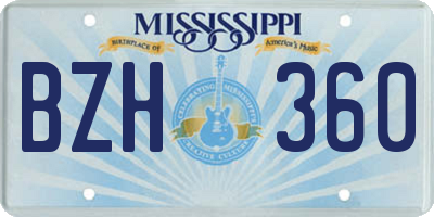 MS license plate BZH360