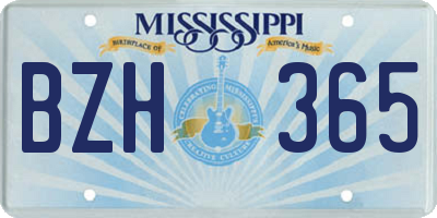 MS license plate BZH365
