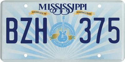 MS license plate BZH375