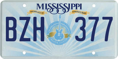MS license plate BZH377