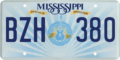 MS license plate BZH380