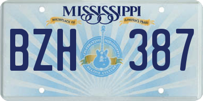 MS license plate BZH387