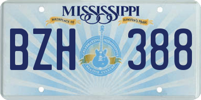 MS license plate BZH388
