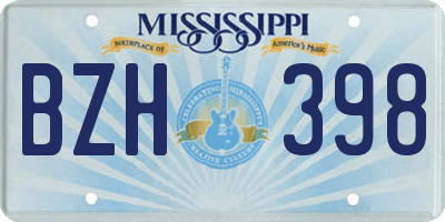 MS license plate BZH398