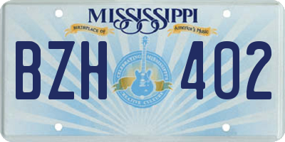 MS license plate BZH402