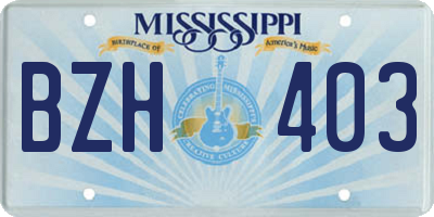 MS license plate BZH403