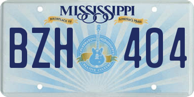 MS license plate BZH404