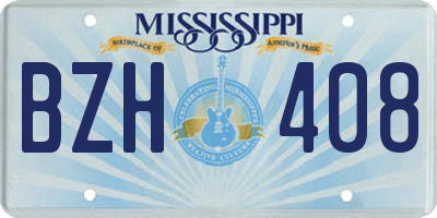 MS license plate BZH408