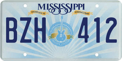 MS license plate BZH412
