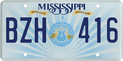 MS license plate BZH416