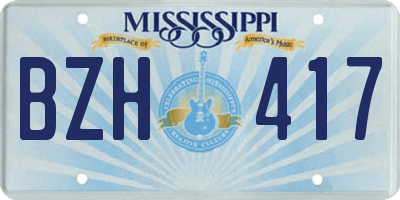 MS license plate BZH417