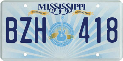 MS license plate BZH418
