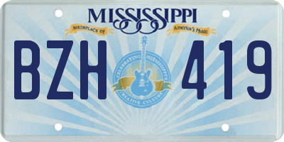 MS license plate BZH419