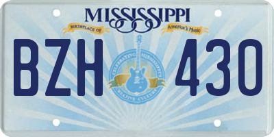 MS license plate BZH430