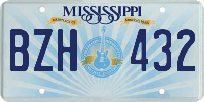 MS license plate BZH432