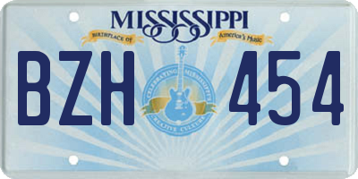 MS license plate BZH454