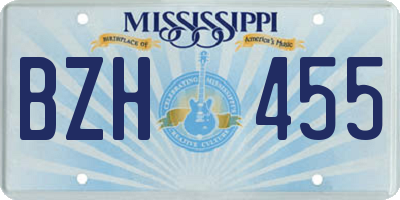 MS license plate BZH455