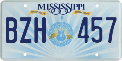 MS license plate BZH457
