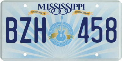 MS license plate BZH458