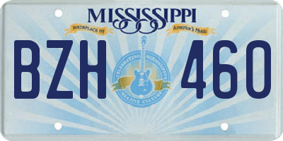 MS license plate BZH460