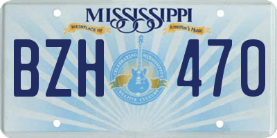 MS license plate BZH470
