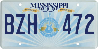 MS license plate BZH472