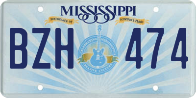 MS license plate BZH474