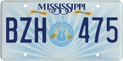 MS license plate BZH475
