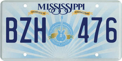 MS license plate BZH476