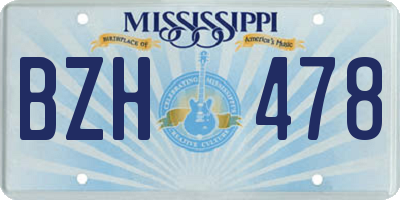 MS license plate BZH478