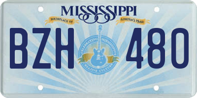 MS license plate BZH480