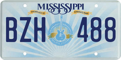 MS license plate BZH488
