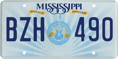 MS license plate BZH490