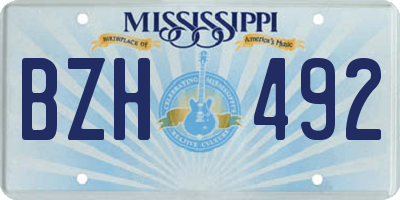 MS license plate BZH492