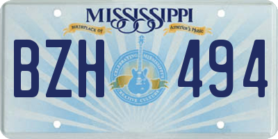 MS license plate BZH494