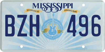 MS license plate BZH496