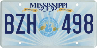 MS license plate BZH498