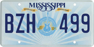 MS license plate BZH499