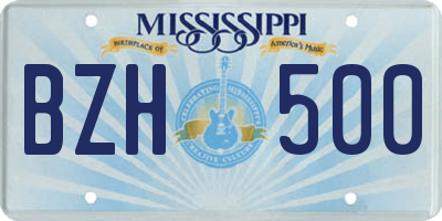 MS license plate BZH500