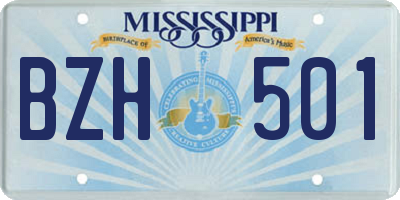 MS license plate BZH501
