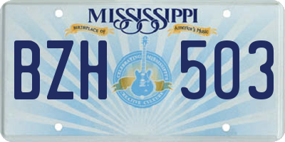 MS license plate BZH503