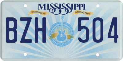 MS license plate BZH504